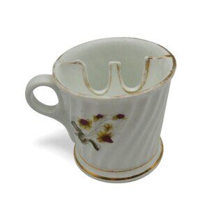 SHAVING MUG Floral Design Porcelain Yellow Flowers German Vintage